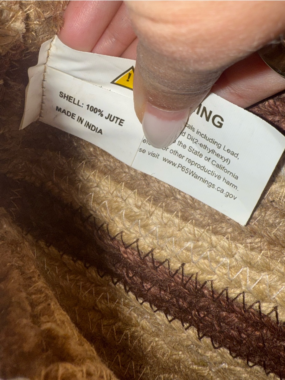 OLIVIA MILLER Women Atllas Woven Straw Tote Bag Brown Leather Square Handles - Picture 5 of 5